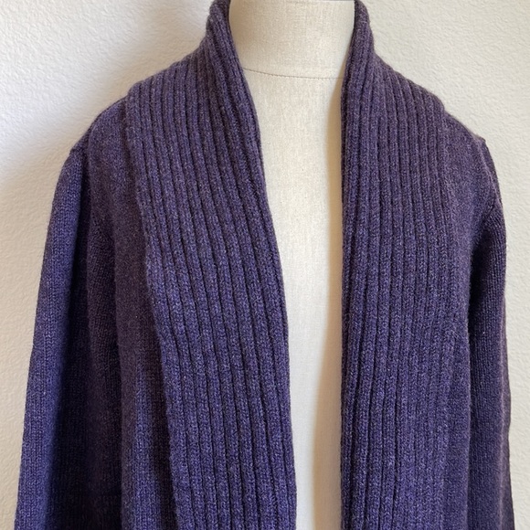 100% Pure New Wool Kerry Traditions Made in Ireland purple open cardigan sweater - Picture 2 of 7